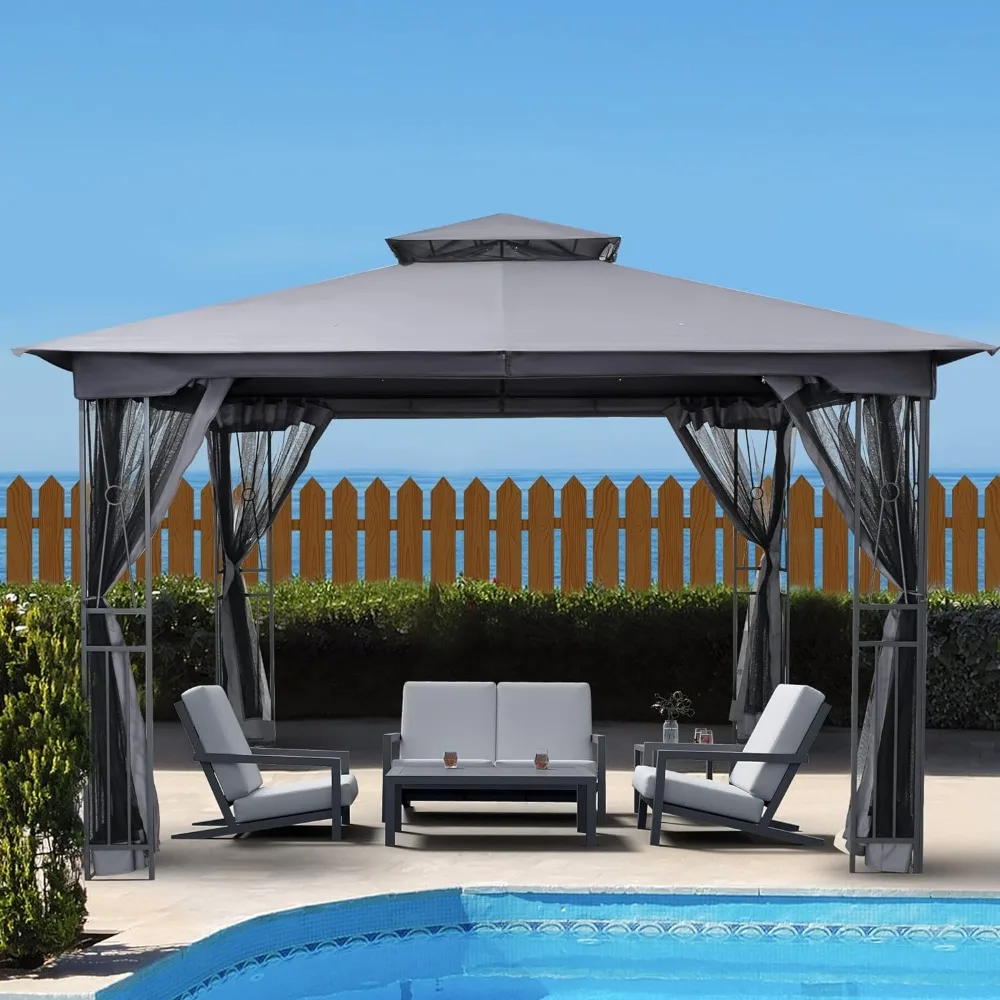 10' X 12' Outdoor Patio Gazebo, Canopy Gazebos for Garden with Ventilation Double Roof with Mosquito Netting, Outdoor Gazebo
10' X 12' Outdoor Patio Gazebo, Canopy Gazebos for Garden with Ventilation Double Roof with Mosquito Netting, Outdoor Gazebo