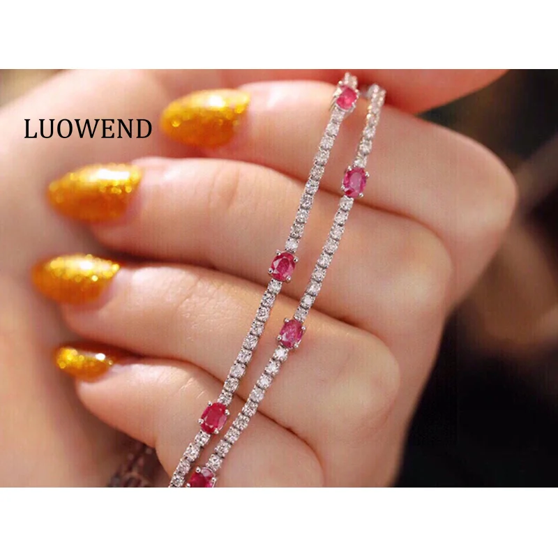 LUOWEND 18K White Gold Bracelet Classic Oval Design Real Natural Diamond Natural Ruby Bracelet for Women High Party Jewelry
LUOWEND 18K White Gold Bracelet Classic Oval Design Real Natural Diamond Natural Ruby Bracelet for Women High Party Jewelry