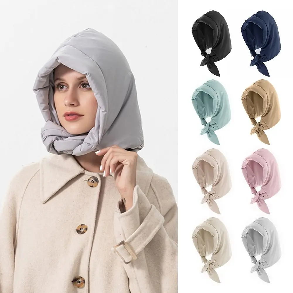 

Winter Headscarf Warm Hood Down Cotton Triangle Puff Scarf Women Thickened Windproof Water-repellent Hat for Outdoor Neck Hood