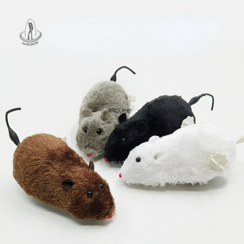 

Hot Creative Funny Clockwork Spring Power Plush Mouse Toy Cat Dog Playing Toy Mechanical Motion Rat Pet Accessories Cat Toys