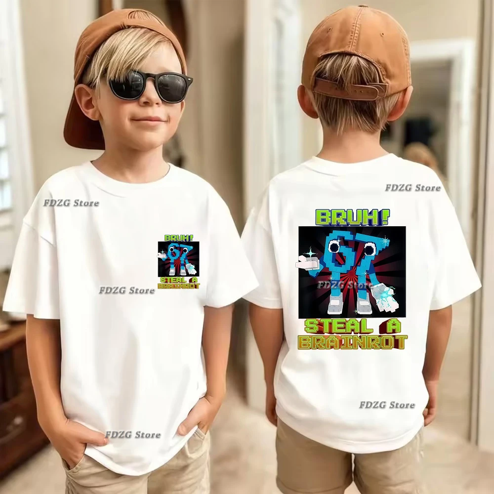 تي شيرت قطني للأطفال بطباعة Summer Italian Brainrot 67 Six Seven، قميص بأكمام قصيرة للأولاد، مريح وعصري تي شيرت قطني للأطفال بطباعة Summer Italian Brainrot 67 Six Seven، قميص بأكمام قصيرة للأولاد، مريح وعصري