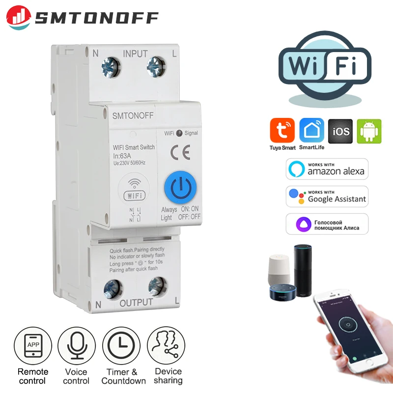 Tuya 2P Smart circuit breaker Smart switch timer delay switch voice control with Alexa and google home for Smart Home
Tuya 2P Smart circuit breaker Smart switch timer delay switch voice control with Alexa and google home for Smart Home