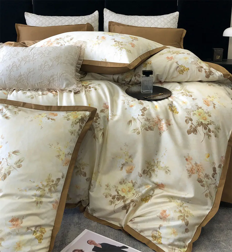 Fashion pastoral flower rose brown red bedding set,full queen king design cotton home textile bed sheet pillow case quilt cover 
Fashion pastoral flower rose brown red bedding set,full queen king design cotton home textile bed sheet pillow case quilt cover
