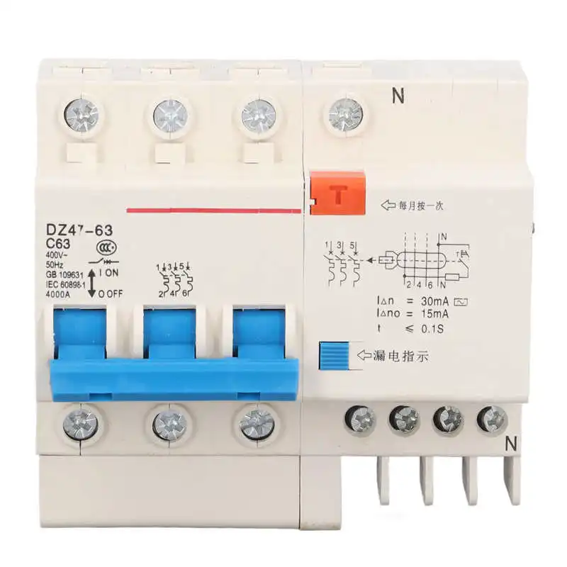Electric Leakage Circuit Breaker 50/60Hz 3P 63A 220V Overload Short Circuit Leakage Protection Residual Current Circuit Breaker
Electric Leakage Circuit Breaker 50/60Hz 3P 63A 220V Overload Short Circuit Leakage Protection Residual Current Circuit Breaker