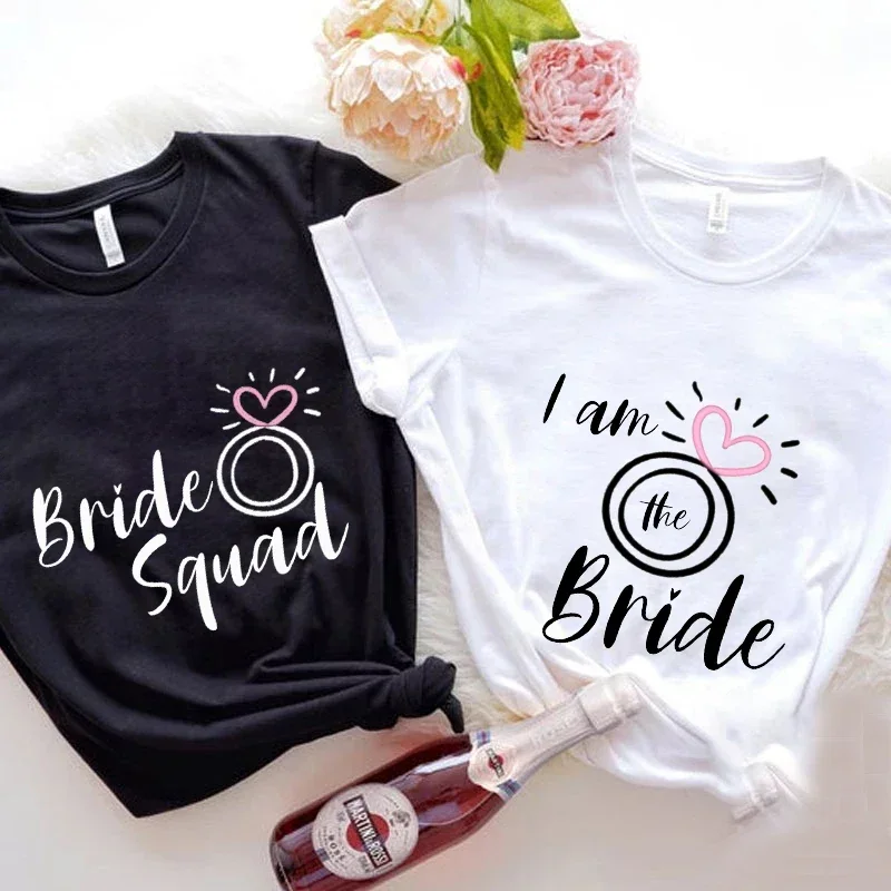 

Bride Squad T-shirt I Am The Bride Tshirt Bachelorette Hen Engagement Party Tops Bridesmaid Bridal Shower Tops Team Bride Tees