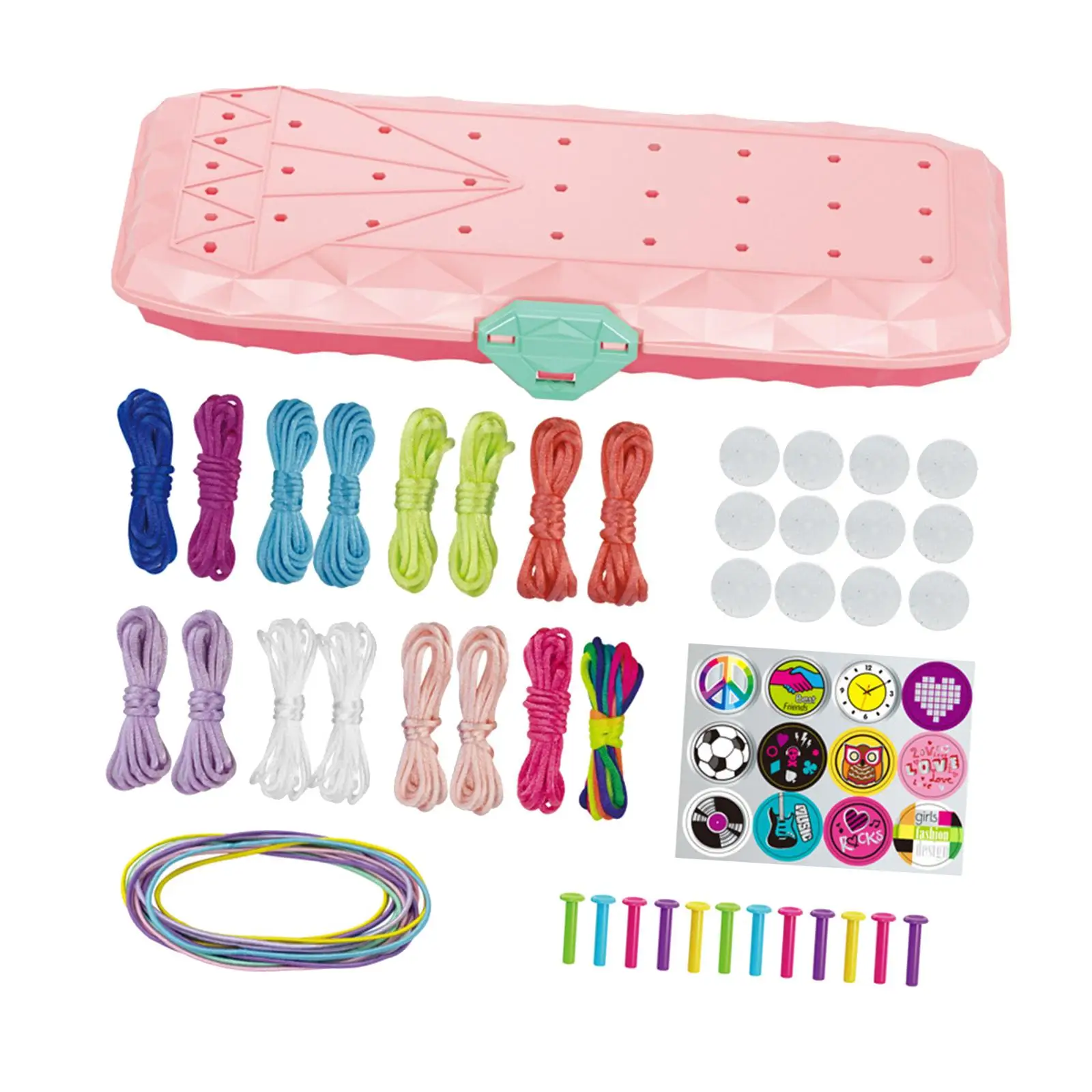 

Bracelet Making Kit Braiding Loom Multicolored Elastic Rope Braiding Rope Buttons Craft Jewelry Kit for Beginners Women Holidays