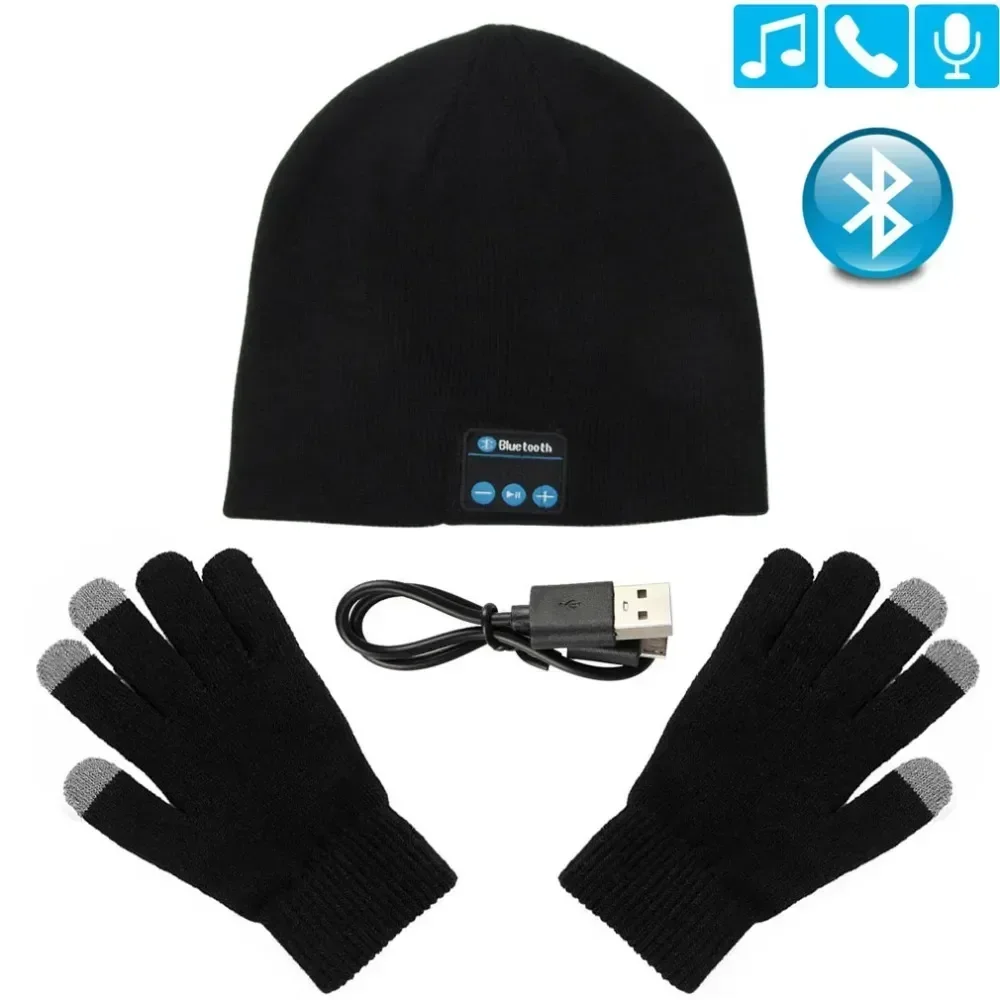 

Headphone Winter Hat Warm Beanie Music Cap With Gloves Wireless Bluetooth Earphone Speaker With Mic Sport Hat Headset