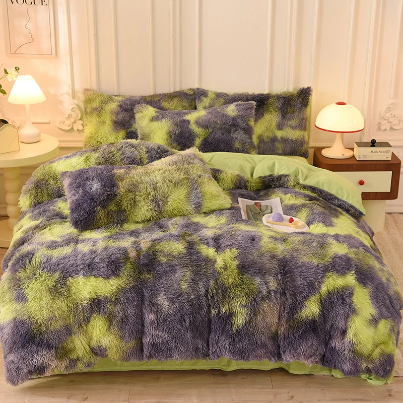 3Pcs Super Shaggy Coral Fleece Warm Cozy Princess Bedding Set Mink Velvet Duvet Cover Set Bed Comforter Cover Blanket Pillowcase 34 S849ea80dd9aa483ca0b1d76664b4772bu