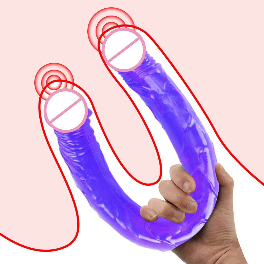 Double Dildo Flexible Soft Cock G-spot Toys Anal Plug Sex Toys for Women Gay Lesbian Vagina Double Ended Dong Artificial Penis Double Dildo Flexible Soft Cock G-spot Toys Anal Plug Sex Toys for Women Gay Lesbian Vagina Double Ended Dong Artificial Penis