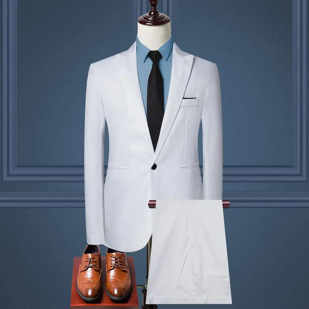 Formal Occasion Suit Set Men Pants Set Stylish Men's Business Workwear Set Lapel Slim Fit Pants Solid Color Long Sleeve
Formal Occasion Suit Set Men Pants Set Stylish Men's Business Workwear Set Lapel Slim Fit Pants Solid Color Long Sleeve