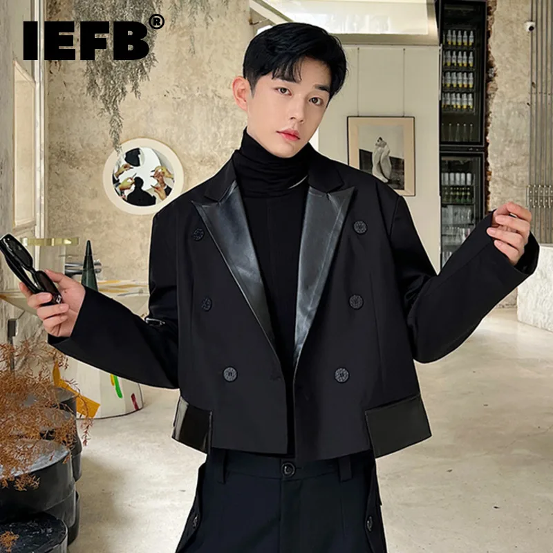 IEFB Male Jackets Niche Design Patchwork PU Leather Contrast Color Men Short Coats Personality Men's Clothing Spring New 9C1554
IEFB Male Jackets Niche Design Patchwork PU Leather Contrast Color Men Short Coats Personality Men's Clothing Spring New 9C1554