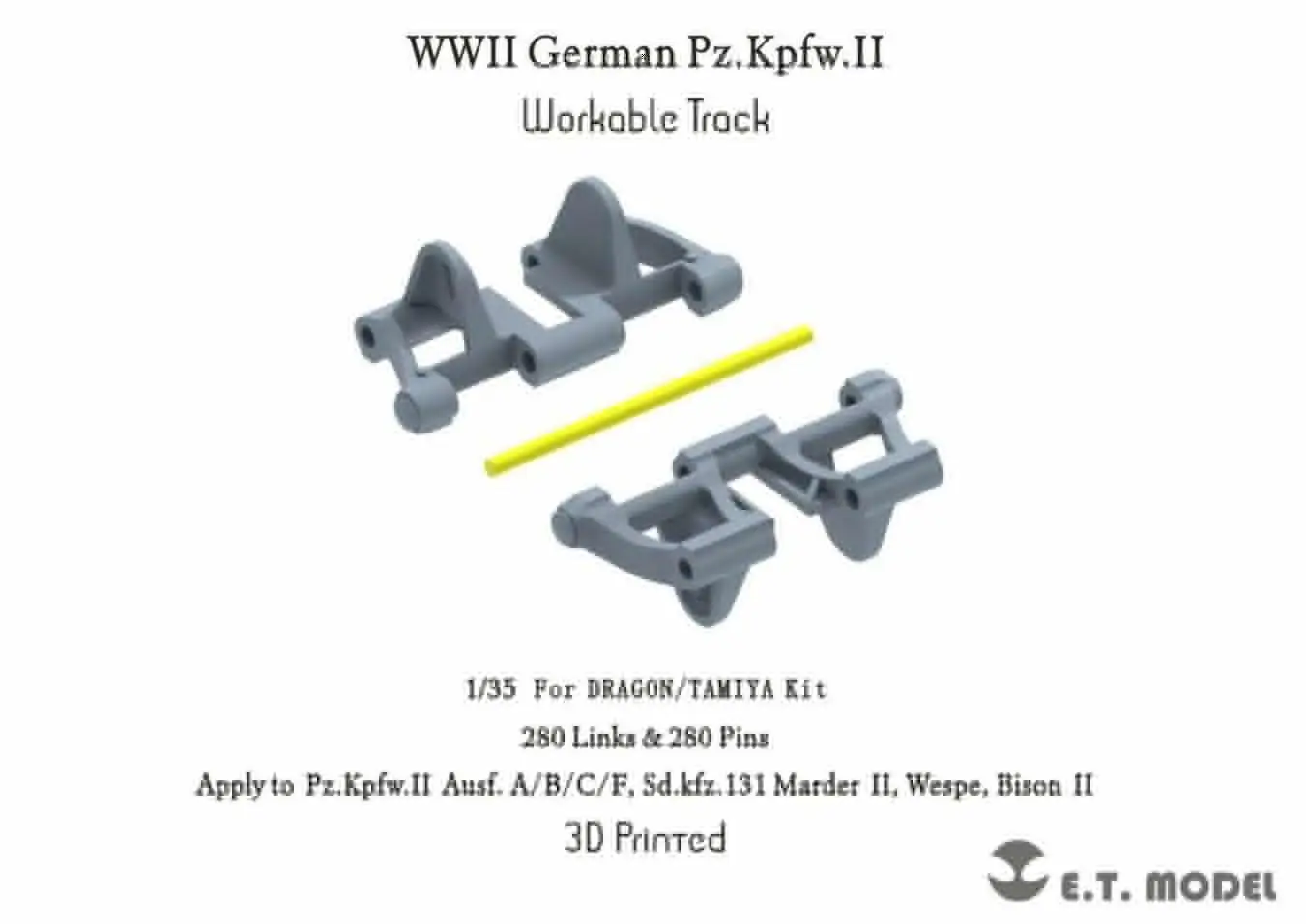 

ET MODEL P35-052 1/35 WWII German Pz.Kpfw.II Workable Track(3D Printed)