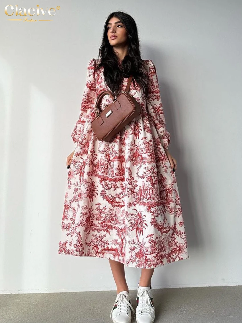 Clacive Vintage Loose Print Women's Dress 2024 Fashion O-Neck Puff Sleeve Midi Dresses Elegant Classic High Waist Female Dress
Clacive Vintage Loose Print Women's Dress 2024 Fashion O-Neck Puff Sleeve Midi Dresses Elegant Classic High Waist Female Dress
