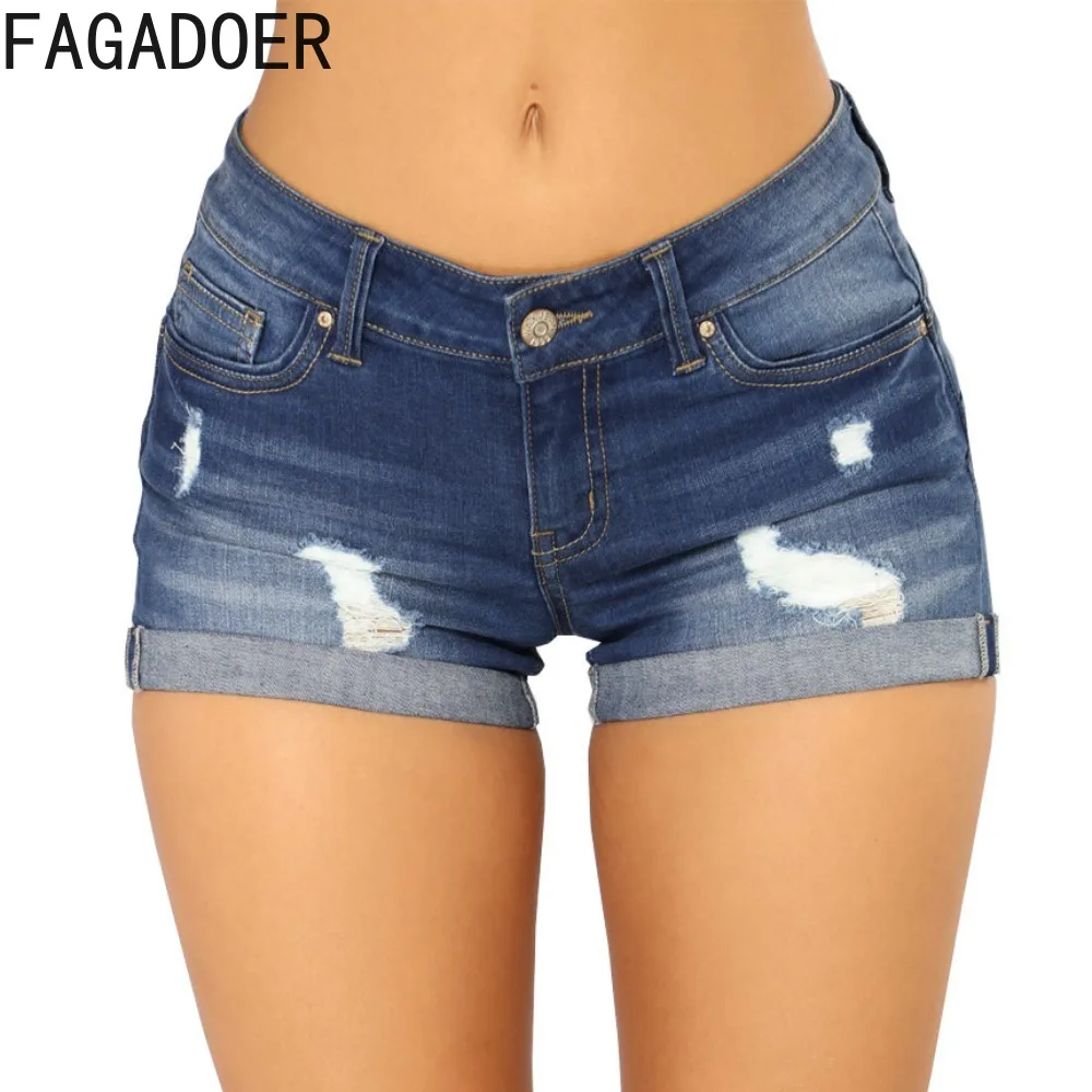 FAGADOER Retro Blue Summer New Hole Denim Shorts Women Low-waist Pocket Slim Jean Shorts Fashion Female Matching Cowboy Bottoms
FAGADOER Retro Blue Summer New Hole Denim Shorts Women Low-waist Pocket Slim Jean Shorts Fashion Female Matching Cowboy Bottoms