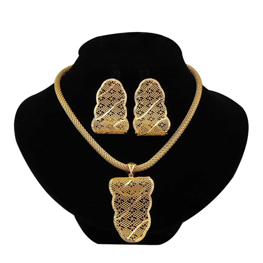 Classic design women's jewelry set, high-quality gold-plated jewelry, high-end necklace set, earrings, Nigerian trend, free ship
Classic design women's jewelry set, high-quality gold-plated jewelry, high-end necklace set, earrings, Nigerian trend, free ship