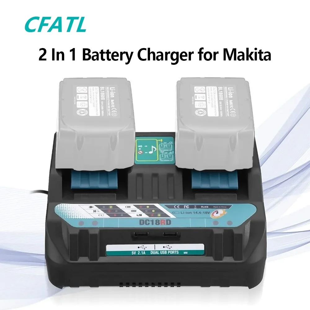Dual Battery Charger For Makita Power Tool 14.4V 18V Replacement For BL1830 Bl1430 DC18RC DC18RA Li-Ion Batteries Charger
Dual Battery Charger For Makita Power Tool 14.4V 18V Replacement For BL1830 Bl1430 DC18RC DC18RA Li-Ion Batteries Charger