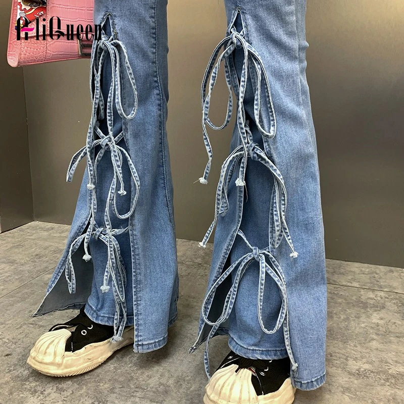 New High Waisted Blue Lace-up Skinny Stretch Flared Jeans Woman Long Pants Women Vintage Black Denim Pants Streetwear 2XL
New High Waisted Blue Lace-up Skinny Stretch Flared Jeans Woman Long Pants Women Vintage Black Denim Pants Streetwear 2XL