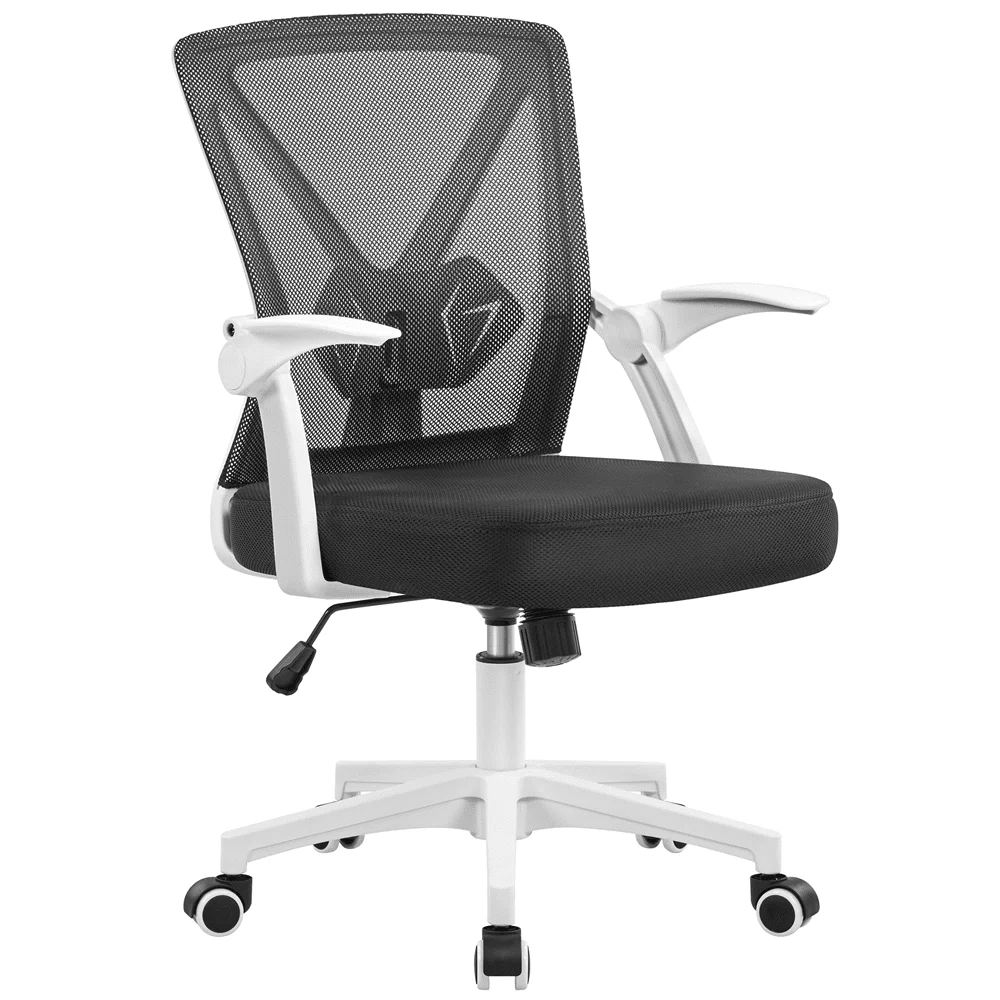 

Регулируемое эргономичное Сетчатое офисное кресло SMILE MART с откидными подлокотниками на 90 ° для дома и офиса, белое