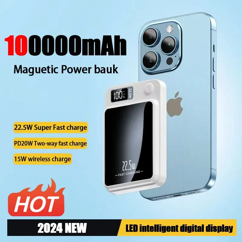 100000mAh Magnetic Qi Wireless Charger Power Bank 22.5W Mini Powerbank For iPhone Samsung Huawei Fast Charging
100000mAh Magnetic Qi Wireless Charger Power Bank 22.5W Mini Powerbank For iPhone Samsung Huawei Fast Charging