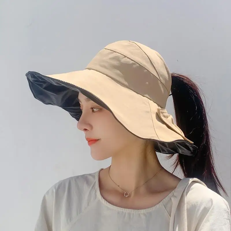 Female Sun Hat Summer Hollow Top Anti-ultraviolet Beach Sun Hat Large Brim Cover Face Outdoor Ponytail Fisherman Hat
Female Sun Hat Summer Hollow Top Anti-ultraviolet Beach Sun Hat Large Brim Cover Face Outdoor Ponytail Fisherman Hat