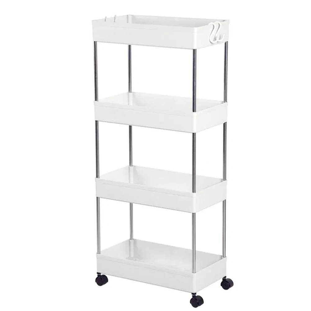 

Shelf Gap Storage Plastic Floor Kitchen Rack Office Wheels Cart Trolley Shelving Multifunction Bathroom
