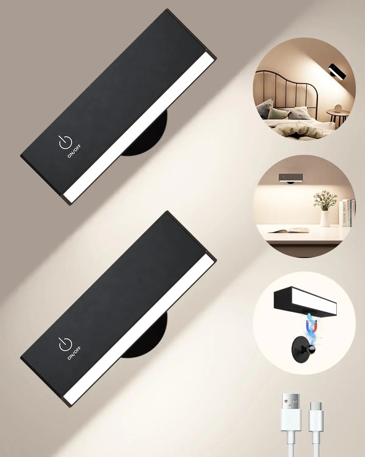 LED Wall Sconces Type C Rechargeable Wall Mounted Bedside Lamp Removable 360 Rotate Magnetic Black Wall Reading Light
LED Wall Sconces Type C Rechargeable Wall Mounted Bedside Lamp Removable 360 Rotate Magnetic Black Wall Reading Light