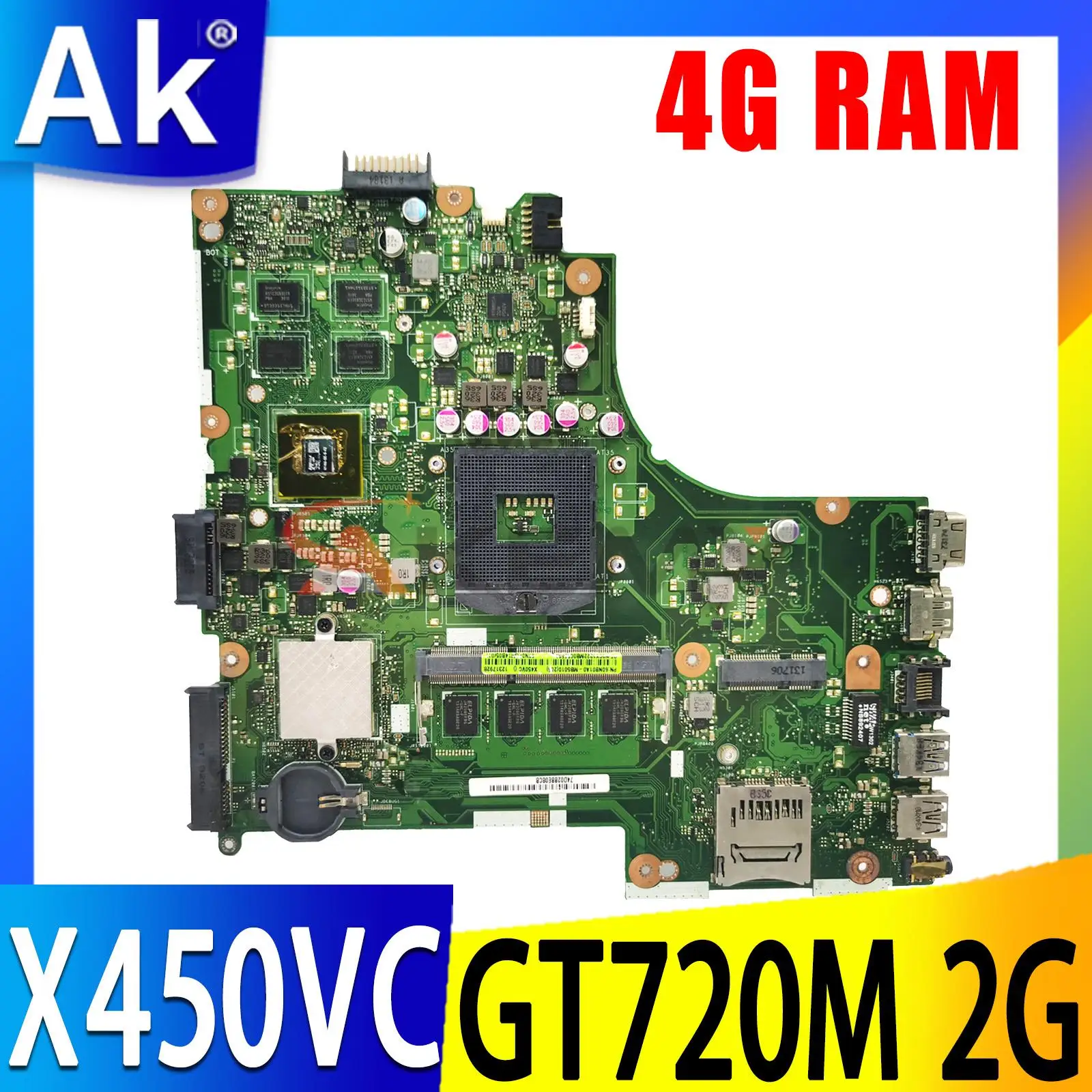 

SAMXINNO X450VC 4GB RAM GT720M 2G mainboard REV2.0 For ASUS X450V X450VC A450V laptop motherboard