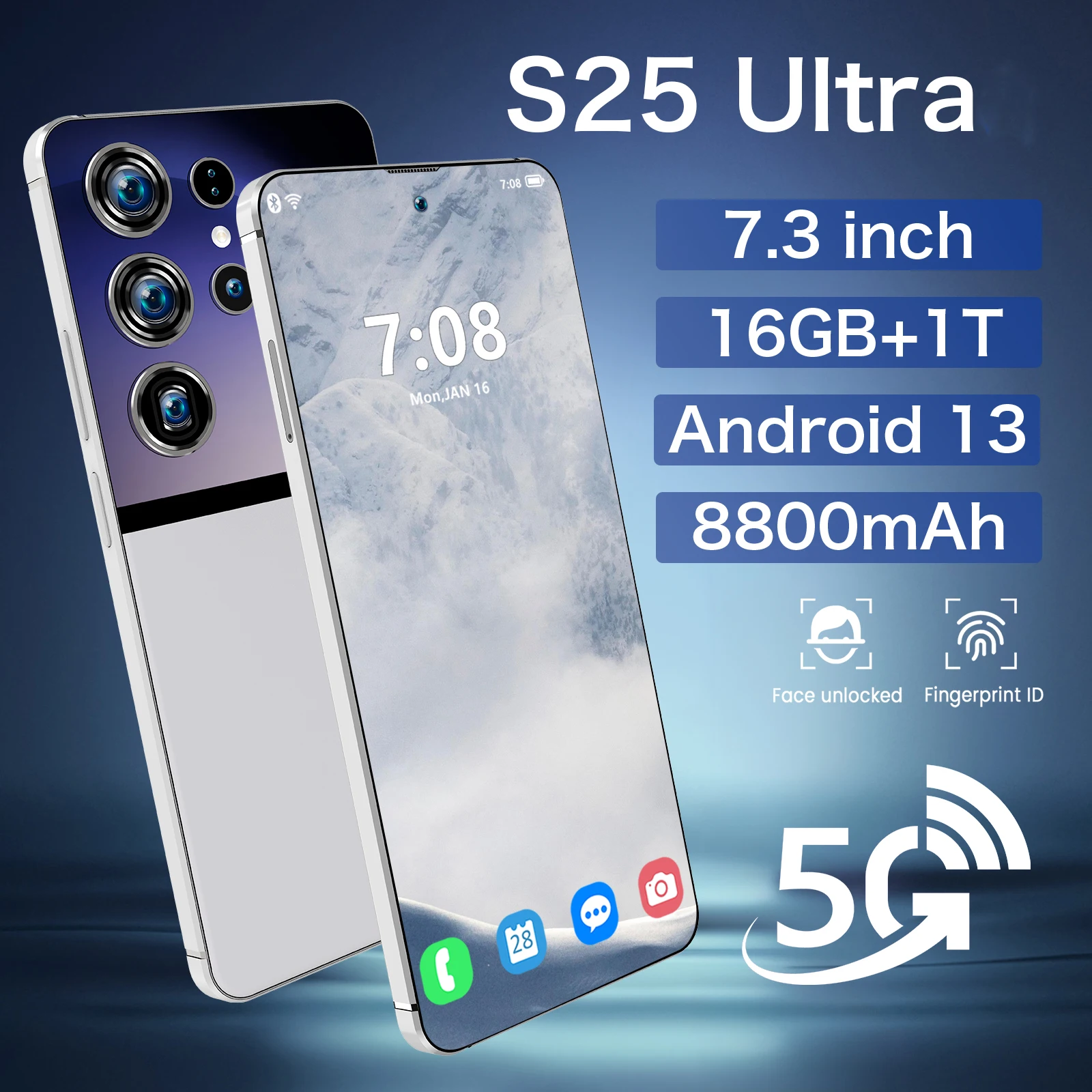 

Оригинальный смартфон S25 Ultra, 2024 дюйма, 4G/телефон, 7,3 HD, Android, мобильный телефон с двумя Sim-картами, 16 ГБ + 1 ТБ, 8800 мАч