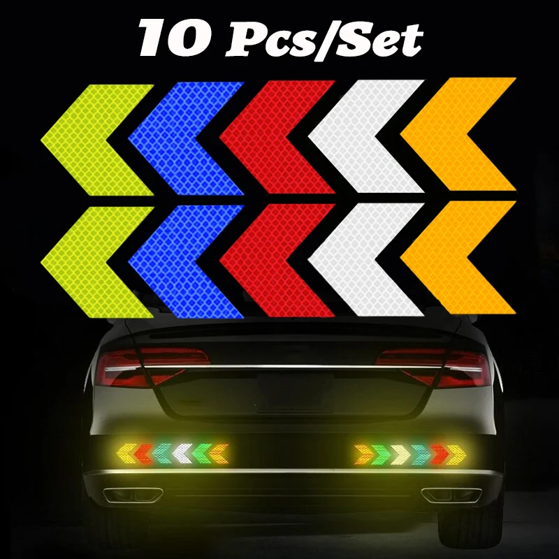 10 Pcs/Set Car Reflective Sticker Arrow Sign Tape Warning Safety Stickers Car Bumper Trunk Safety Decoration Auto Accesorios
10 Pcs/Set Car Reflective Sticker Arrow Sign Tape Warning Safety Stickers Car Bumper Trunk Safety Decoration Auto Accesorios