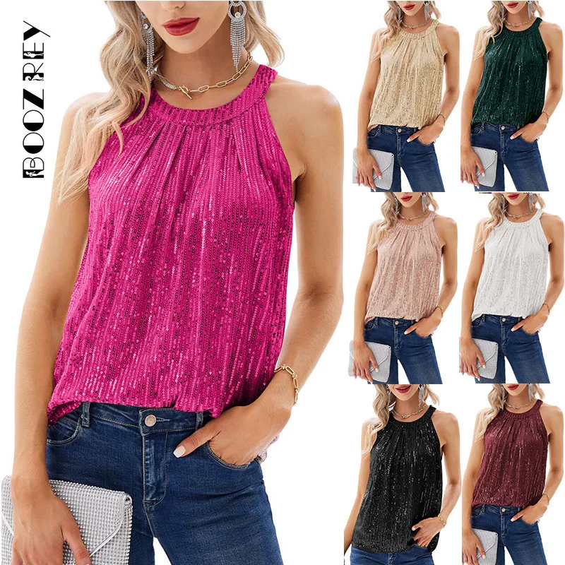BoozRey Casual Sleeveless Off Shoulder Sequin Vests for Woman 2023 Summer Fashion Sexy Neck-mounted Shiny Y2k High Street Tops
BoozRey Casual Sleeveless Off Shoulder Sequin Vests for Woman 2023 Summer Fashion Sexy Neck-mounted Shiny Y2k High Street Tops