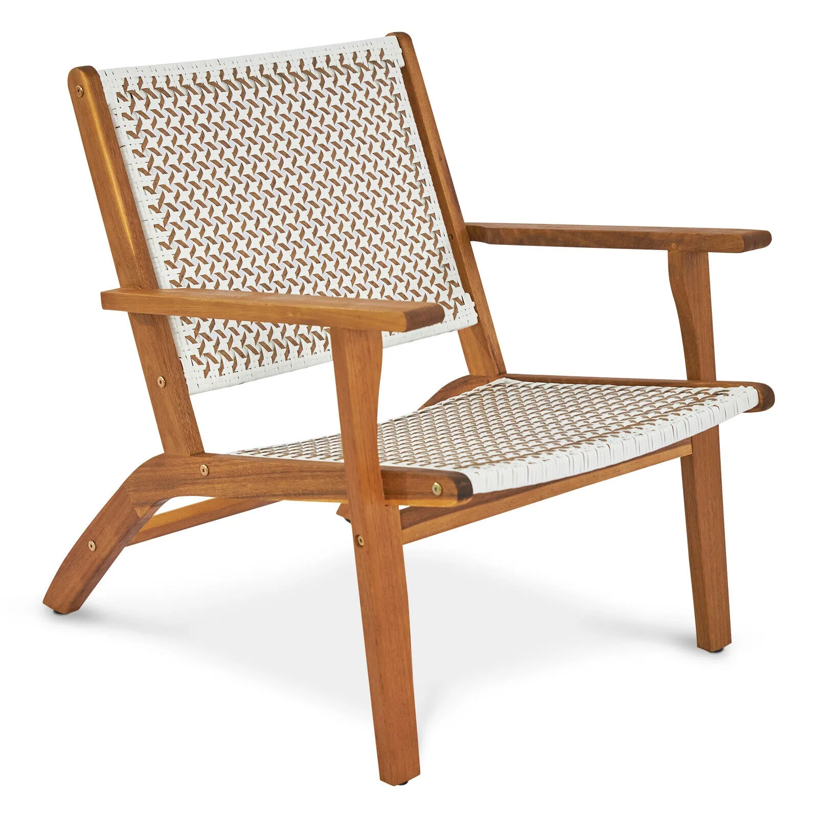 Outdoor Lounge Chair with Acacia Wood Frame & Woven Web Seat, Reclining Armchair
Outdoor Lounge Chair with Acacia Wood Frame & Woven Web Seat, Reclining Armchair