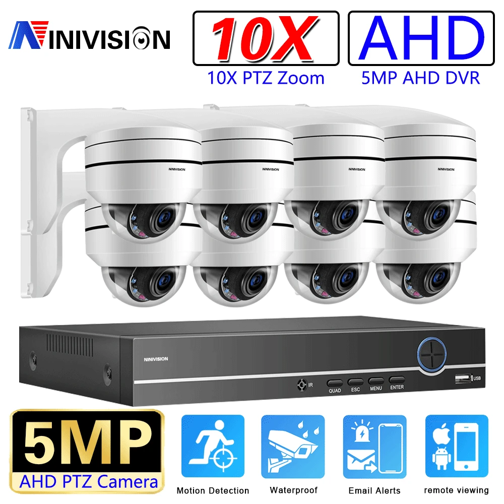

5MP AHD PTZ Camera Video Surveillance System 8CH 5.0MP AHD DVR Kit 10X Zoom HD Outdoor CCTV Camera P2P Video Security System Set
