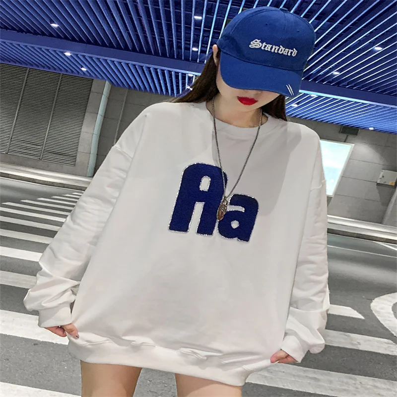 Sandro Rivers White Letter High Street Round Neck Pullover Women's Loose Slim Autumn Dress 2022 New Mid length Casual Top
Sandro Rivers White Letter High Street Round Neck Pullover Women's Loose Slim Autumn Dress 2022 New Mid length Casual Top