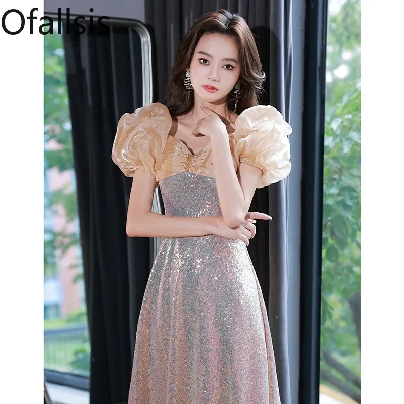 Ofallsis French Style Puff Sleeve Evening Dress Female 2023 Summer New Light Luxury Sequin Art Exam Flash Annual Meeting Dresses
Ofallsis French Style Puff Sleeve Evening Dress Female 2023 Summer New Light Luxury Sequin Art Exam Flash Annual Meeting Dresses