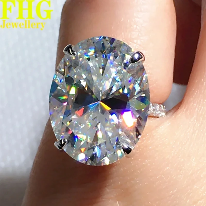 

6 7 8 9 10 Carat Solid Au585 14K White Gold Ring DVVS1 Moissanite Diamonds Oval Wedding Party Engagement Anniversary Gift Ring