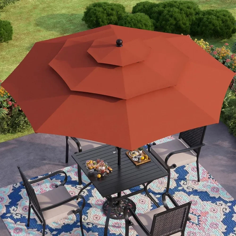 

Зонт от солнца с 3-х ярусным алюминиевым полюсом и 8 прочными ребрами, зонты для внутреннего дворика с автоматическим наклоном, зонтик для внутреннего дворика 10 футов