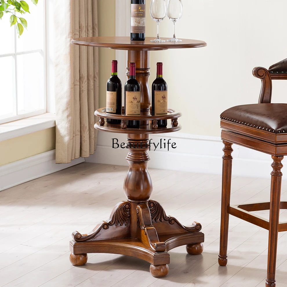 American Style Luxury Solid Wood Home Bar Table High Bar Table Retro Distressed Small round
American Style Luxury Solid Wood Home Bar Table High Bar Table Retro Distressed Small round