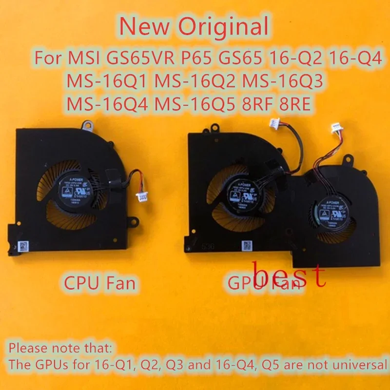Новый оригинальный вентилятор охлаждения ЦП и ГП для ноутбука MSI GS65VR P65 GS65 16-Q2 16-Q4
Новый оригинальный вентилятор охлаждения ЦП и ГП для ноутбука MSI GS65VR P65 GS65 16-Q2 16-Q4