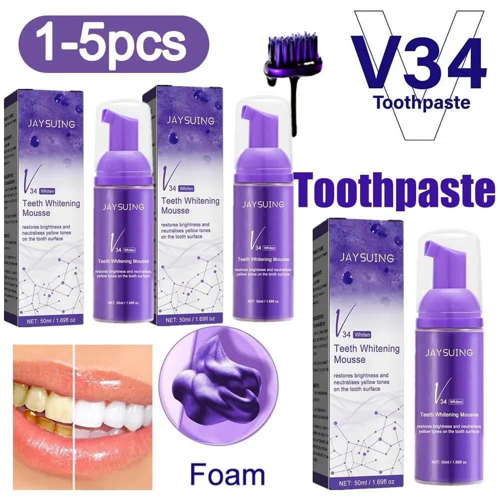 

1-5PCS Teeth Whitening Mousse Teeth Effectively Remove Yellow Plaque Smoke Stain Dental Cleaning Fresh Breath