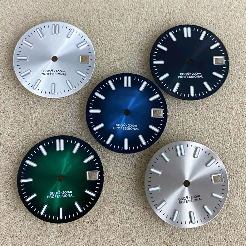 

28.5mm Watch Dial for NH35/ NH36/ 4R/ 7S Movement Bar Nail Modified Watch Faces Green Luminous Watch Accessories with S logo