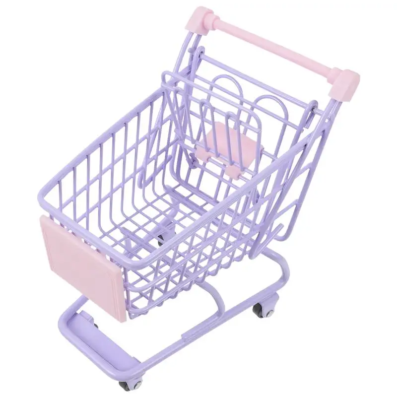 

Cart Shopping Minifor Trolley Supermarket Wheels With Small Dollhouse Metal Folding Kids Handcart Grocery Food Dolls S