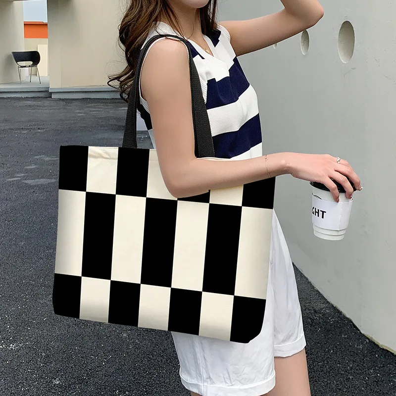 

2023 Холщовая Сумка для покупок в стиле ретро, повседневная женская сумка-тоут, сумка на плечо с молнией и буквенным принтом, сумки через плечо для женщин