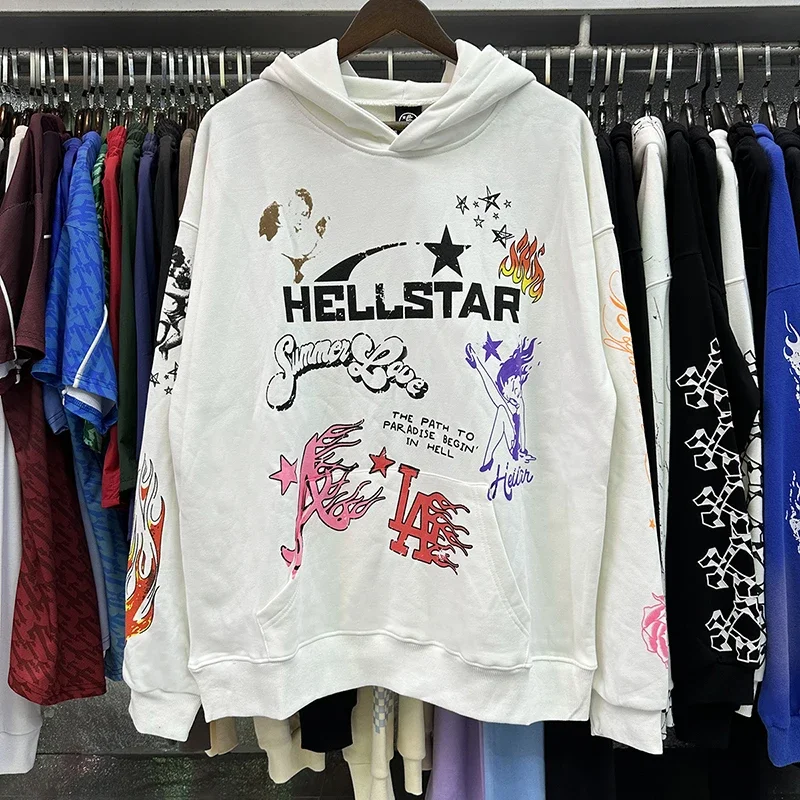 GYM Hellstar Studios Arrival Printing Graffiti Letter Logo Cotton Hoodie Men Women Hooded White Oversize Long Sleeve Coat
GYM Hellstar Studios Arrival Printing Graffiti Letter Logo Cotton Hoodie Men Women Hooded White Oversize Long Sleeve Coat