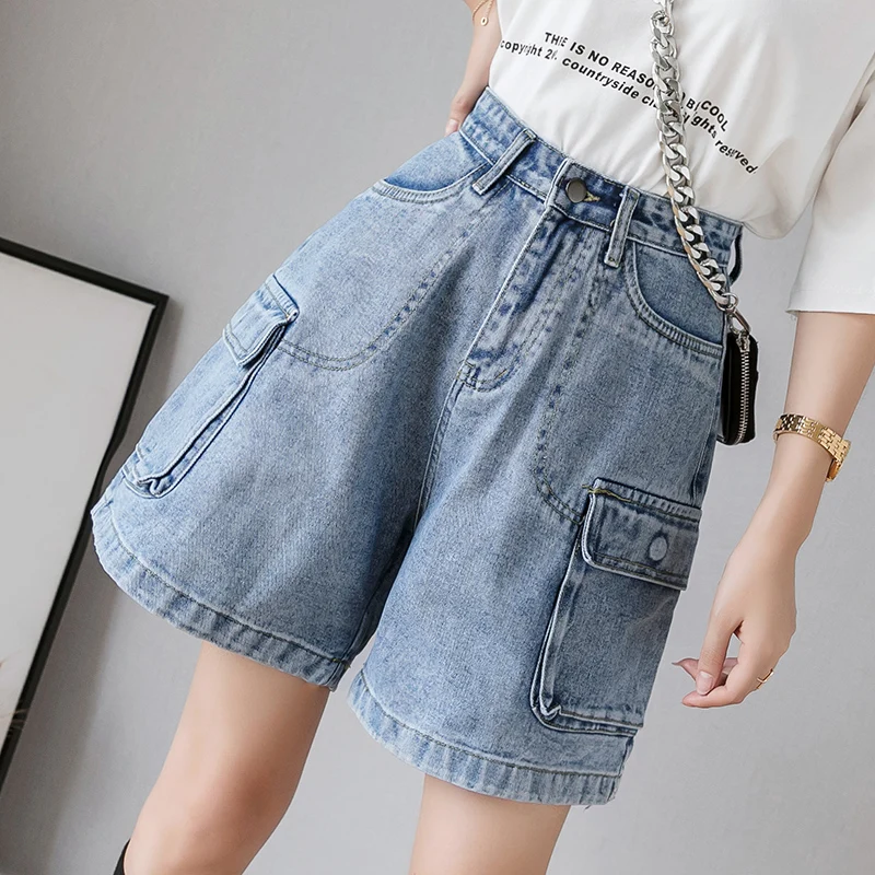 Denim Shorts Cargo Shorts Women BF Couple Wide Leg Empire Tooling Vintage Pockets High Waisted y2k Shorts Chic Loose Streetwear
Denim Shorts Cargo Shorts Women BF Couple Wide Leg Empire Tooling Vintage Pockets High Waisted y2k Shorts Chic Loose Streetwear