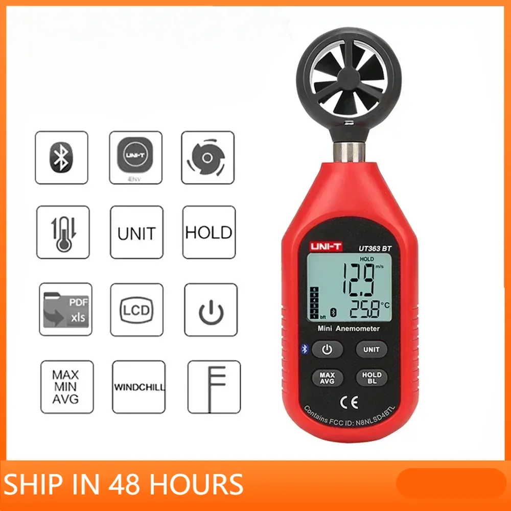 UNI-T UT363 UT363BT Mini Handheld Anemometer With Bluetooth Digital Wind Anemometers Speed Measurement Temperature Tester.
UNI-T UT363 UT363BT Mini Handheld Anemometer With Bluetooth Digital Wind Anemometers Speed Measurement Temperature Tester.