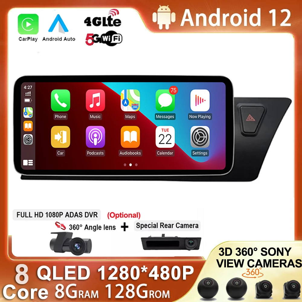 RHD 10.25 Inch Android 12 QLED Screen Car Accessories Multimedia Carplay Monitors Radio Player For Audi A4L A4 A5 B8 2009- 2016
RHD 10.25 Inch Android 12 QLED Screen Car Accessories Multimedia Carplay Monitors Radio Player For Audi A4L A4 A5 B8 2009- 2016