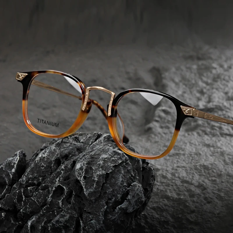 

New Fashion 2808 Handmade Titanium Acetate Men Vintage Glasses Frame Optical Eyeglass Myopia Reading Women Personalized GLASSES