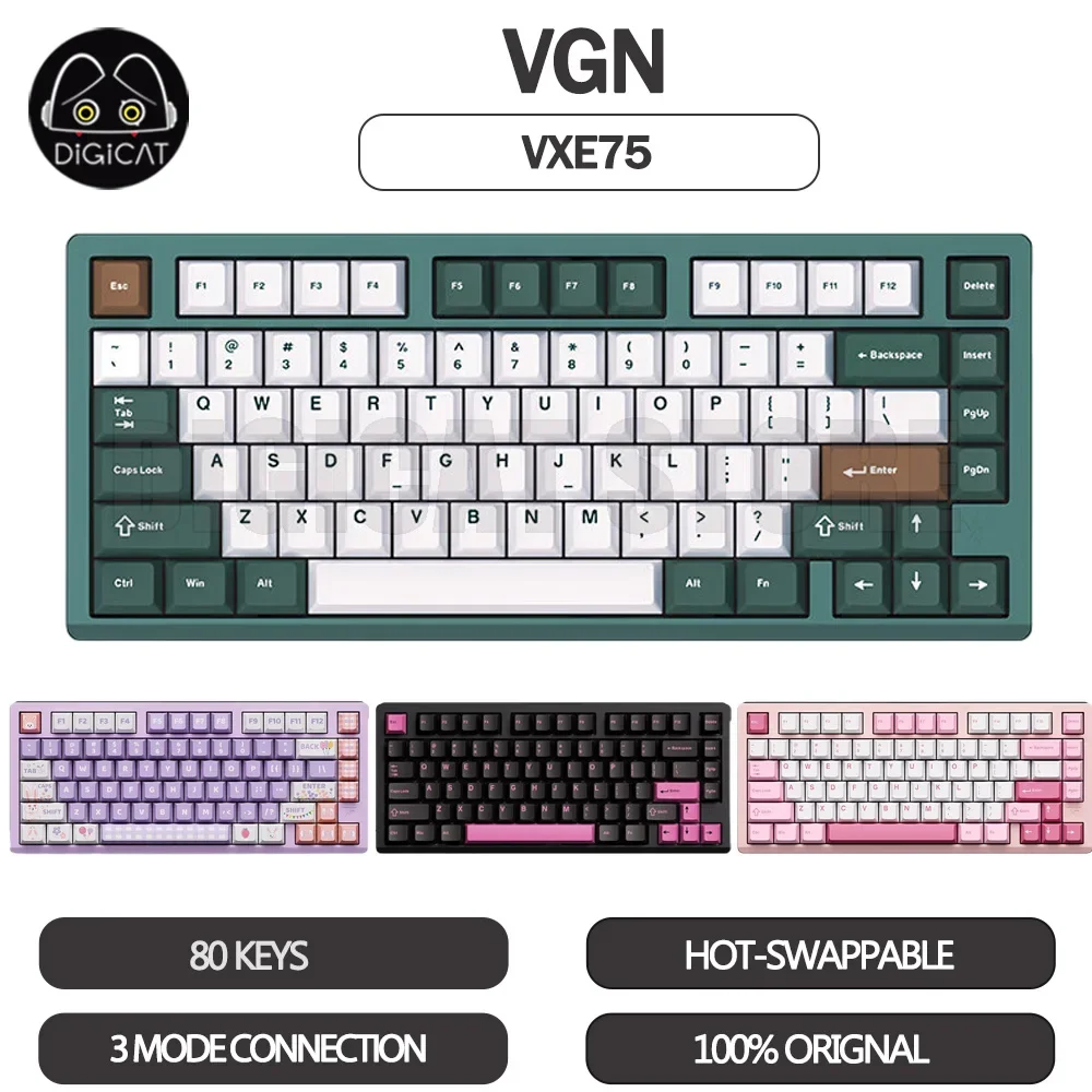VGN VXE75 Mechanical Keyboard 3 Mode USB/2.4G/Bluetooth Wireless Keyboard RGB Backlit CNC Hotswap Customized Gaming Keyboards
VGN VXE75 Mechanical Keyboard 3 Mode USB/2.4G/Bluetooth Wireless Keyboard RGB Backlit CNC Hotswap Customized Gaming Keyboards