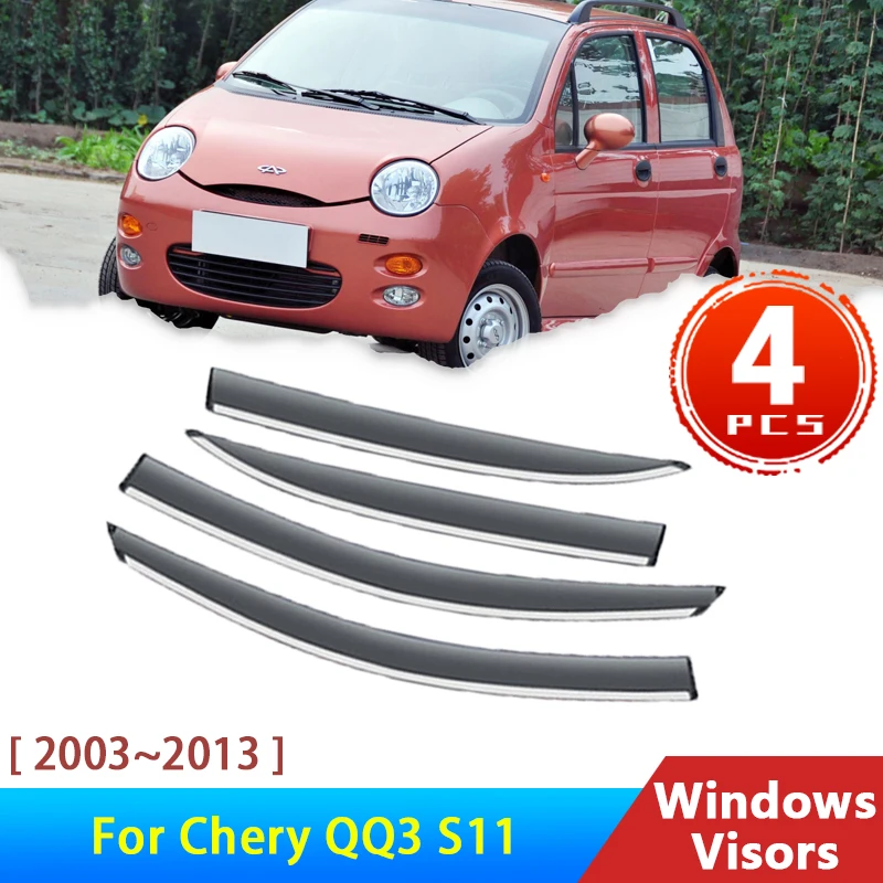 

Deflectors for Chery QQ3 S11 EV 2003~2013 Sweet IQ Acessories Wind Shield Car Window Visors Rain Eyebrow Guards Protector Cover