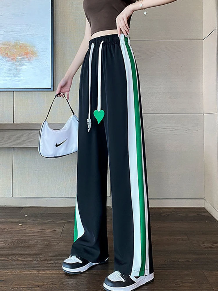 Zoki High Waist Striped Patchwork Wide Leg Pants Women Summer Fashion Korean Casual Trousers Chic Heart Lace Up Sweatpants
Zoki High Waist Striped Patchwork Wide Leg Pants Women Summer Fashion Korean Casual Trousers Chic Heart Lace Up Sweatpants